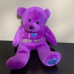 Universal Studios Purple Bear Stuffed Animal Plush Toy 8 inch